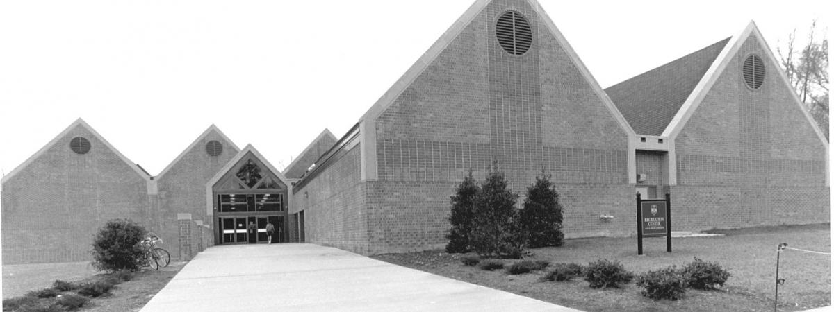Black and white photo of the Rec Center