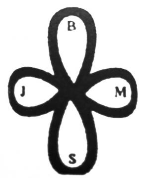 Logo featuring an outline of a four leaf clover with the initals J, B, M, S in each leaf