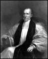 Black and white illustrated portrait of John Johns seated