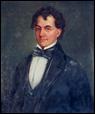 Painted Portrait of Robert Saunders wearing a dark blue waistcoat and bow tie