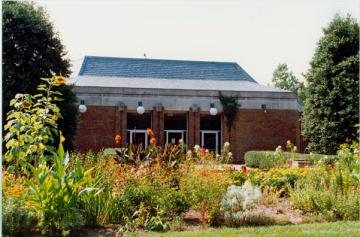 Front entrance of the Commons and native flower garden