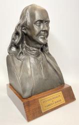 Small bronze bust of Benjamin Franklin reproduced by the Franklin Mint
